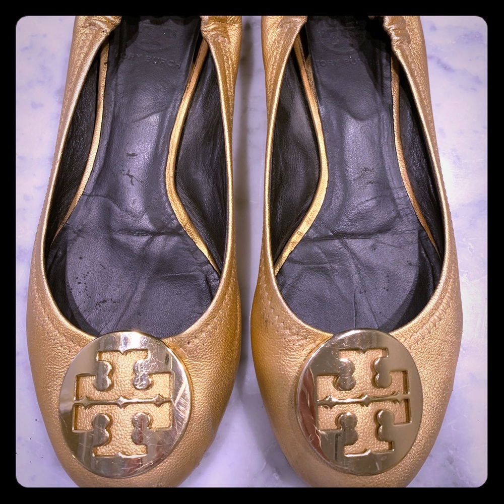Tory Burch Gold Reva flats
